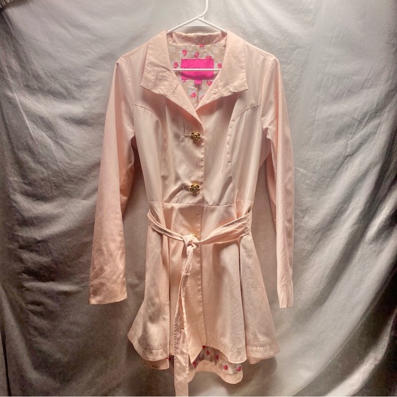 RARE Betsey Johnson Flared Skirted Trench Coat Y2K VTG Size L - Picture 5 of 14